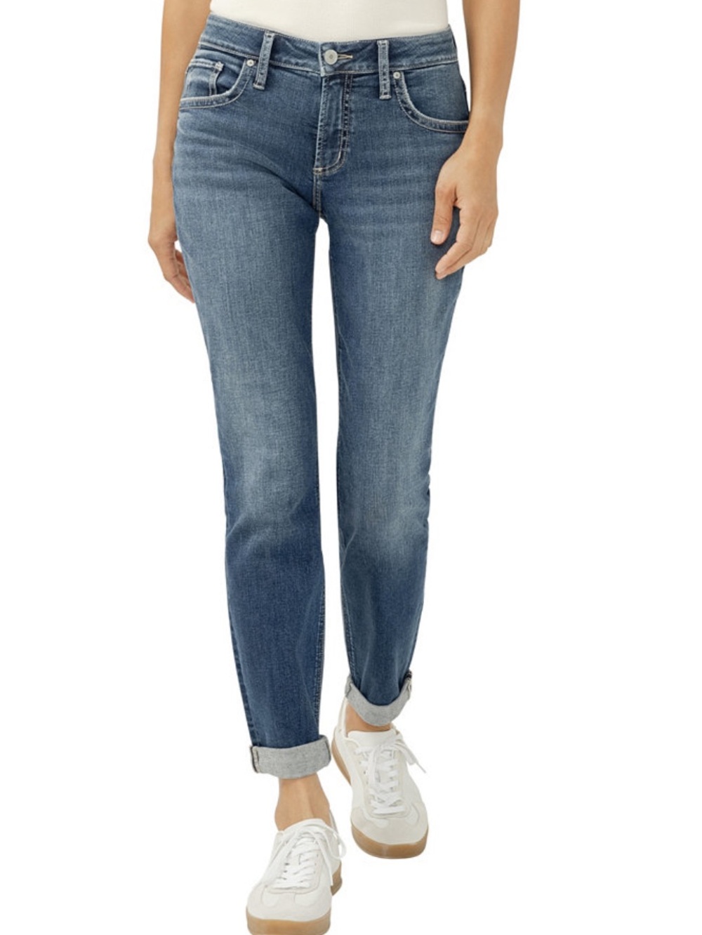 Silver Jeans Co. Women's BOYFRIEND Mid Rise Slim Leg Jeans 28x29